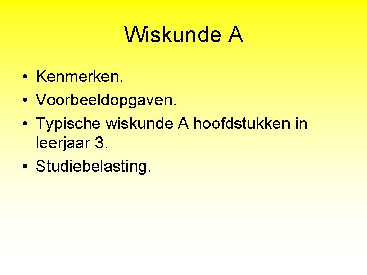 Wiskunde A B C en D HAVO Programma