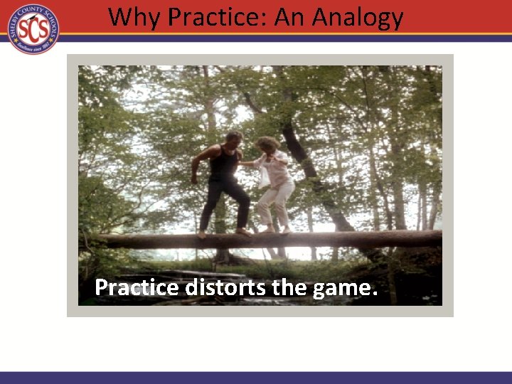 Why Practice: An Analogy Practice distorts the game. 
