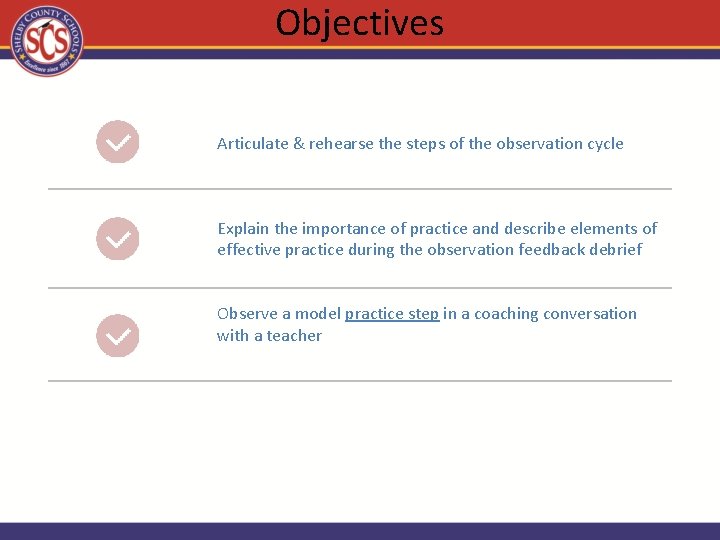 Objectives Articulate & rehearse the steps of the observation cycle Explain the importance of