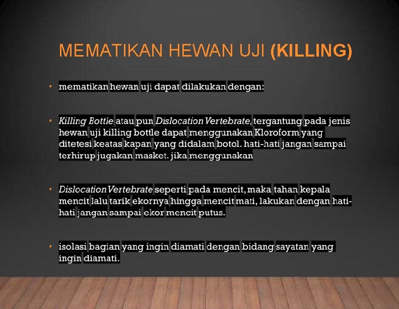 MEMATIKAN HEWAN UJI (KILLING) 