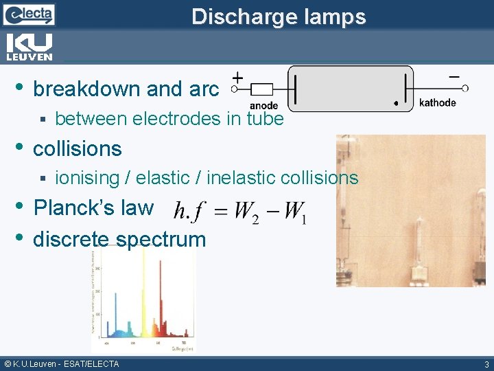 Discharge lamps • breakdown and arc § between electrodes in tube • collisions §