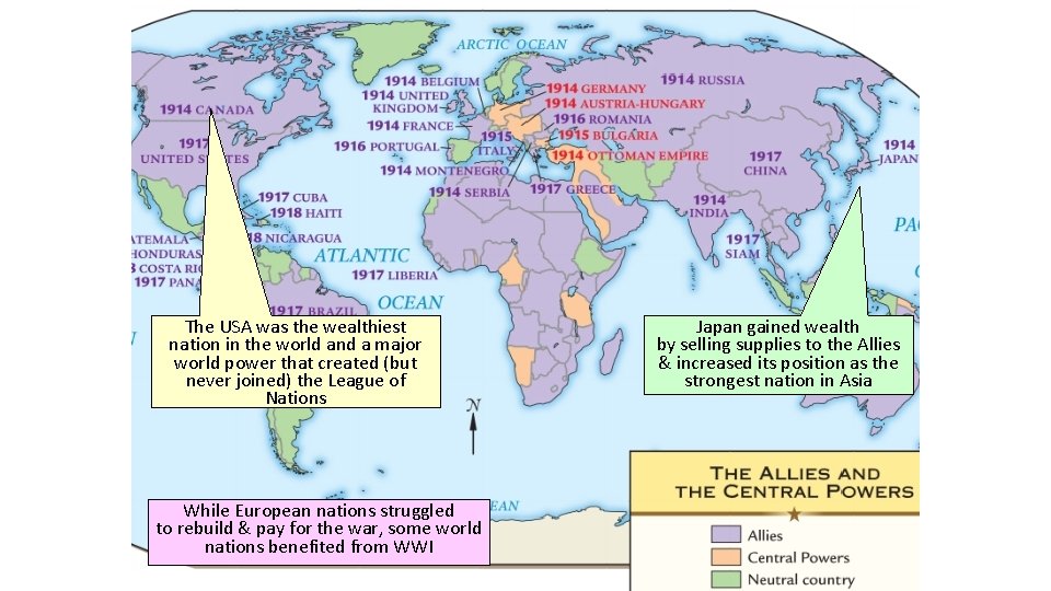 The USA was the wealthiest nation in the world and a major world power