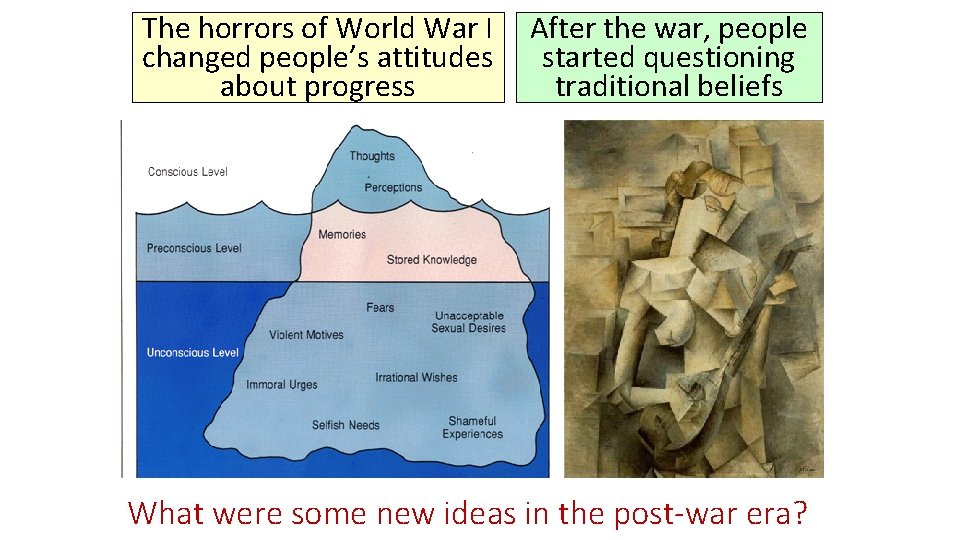 The horrors of World War I changed people’s attitudes about progress After the war,