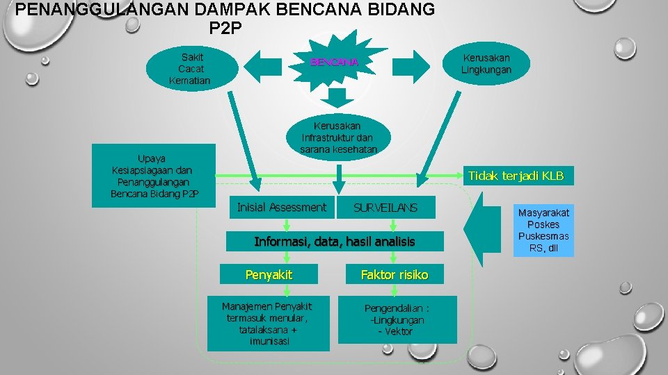 PENANGGULANGAN DAMPAK BENCANA BIDANG P 2 P Sakit Cacat Kematian Kerusakan Lingkungan BENCANA Kerusakan