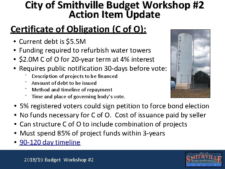 2018 19 City of Smithville Tax Rate Public