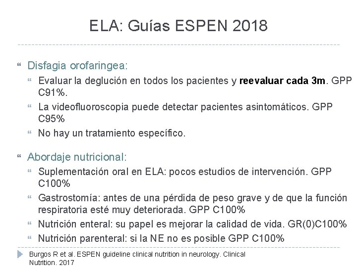 ELA: Guías ESPEN 2018 Disfagia orofaringea: Evaluar la deglución en todos los pacientes y