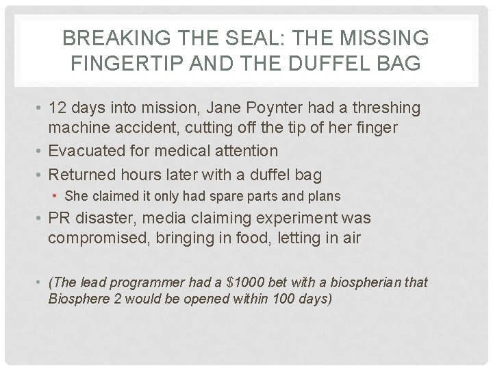 BREAKING THE SEAL: THE MISSING FINGERTIP AND THE DUFFEL BAG • 12 days into BREAKING THE SEAL: THE MISSING FINGERTIP AND THE DUFFEL BAG • 12 days into