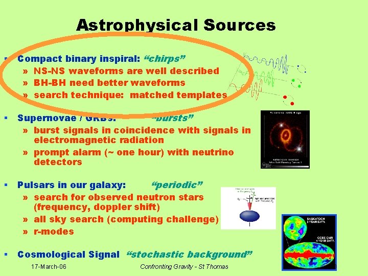 Astrophysical Sources § Compact binary inspiral: “chirps” » NS-NS waveforms are well described »