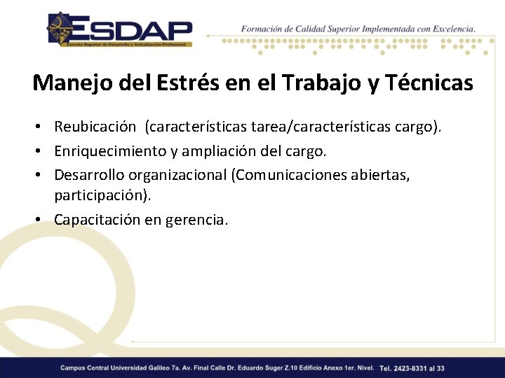 ESTRS LABORAL CALIDAD DE VIDA CAUSAS DEL ESTRES
