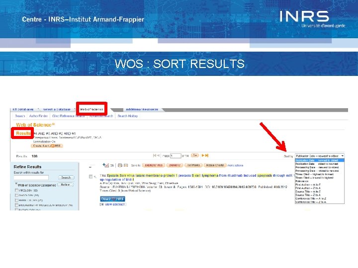 WOS : SORT RESULTS 