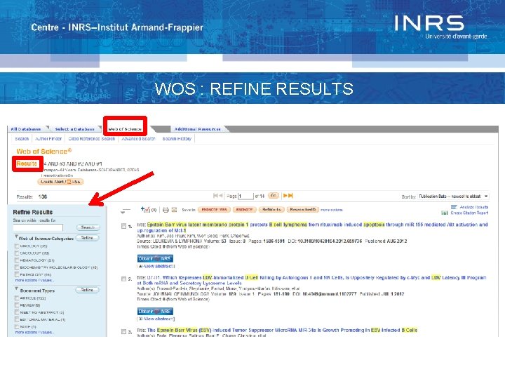 WOS : REFINE RESULTS 