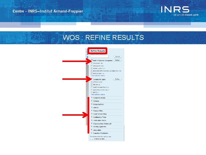 WOS : REFINE RESULTS 