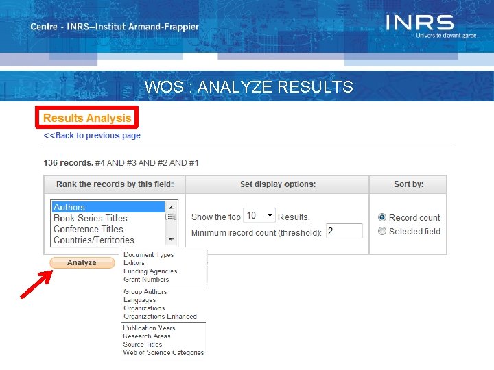 WOS : ANALYZE RESULTS 