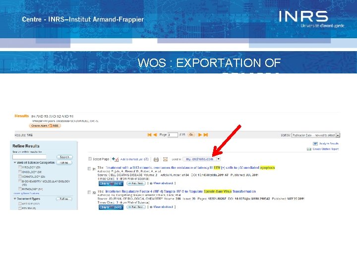 WOS : EXPORTATION OF RECORDS 