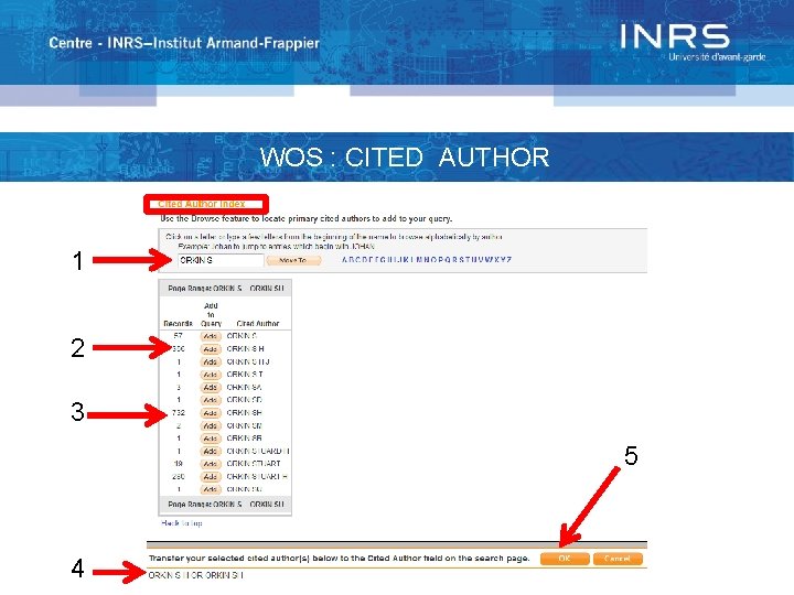 WOS : CITED AUTHOR 1 2 3 5 4 