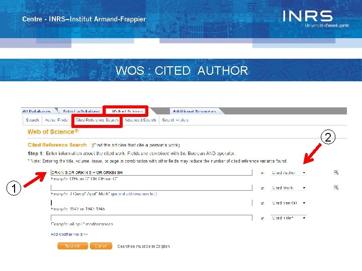 WOS : CITED AUTHOR 2 1 