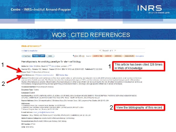 WOS : CITED REFERENCES 1 1 This article has been cited 326 times in
