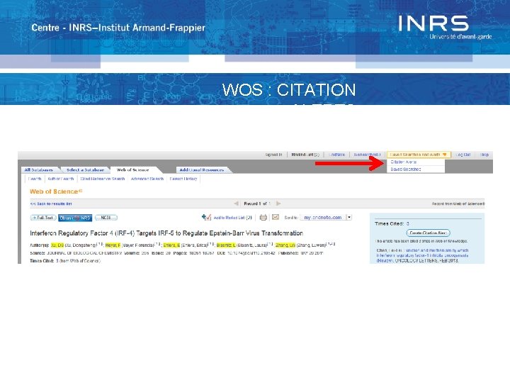 WOS : CITATION ALERTS 