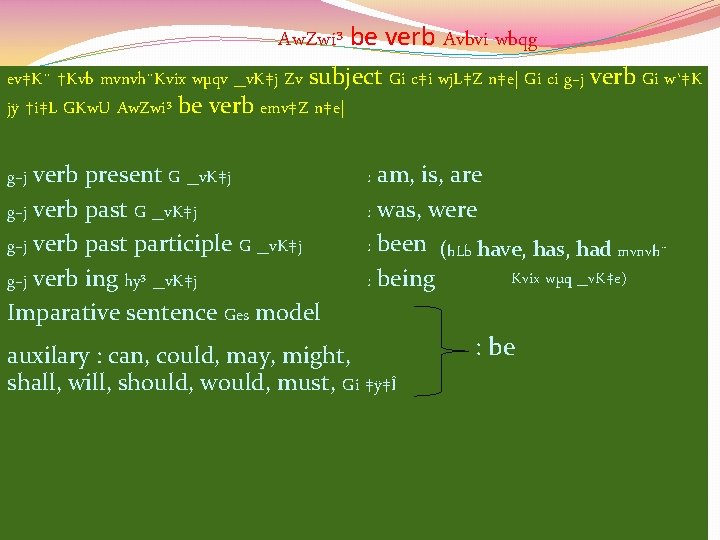 Aw. Zwi³ be verb Avbvi wbqg ev‡K¨ †Kvb mvnvh¨Kvix wµqv _v. K‡j Zv subject