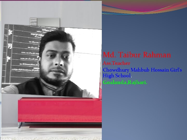 Md. Taibur Rahman Ass. Teacher Chowdhury Mahbub Hossain Girl’s High School. Goalanda, Rajbari. 