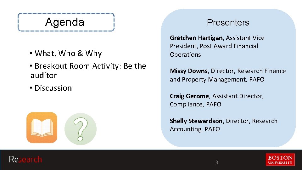 Agenda • What, Who & Why • Breakout Room Activity: Be the auditor •