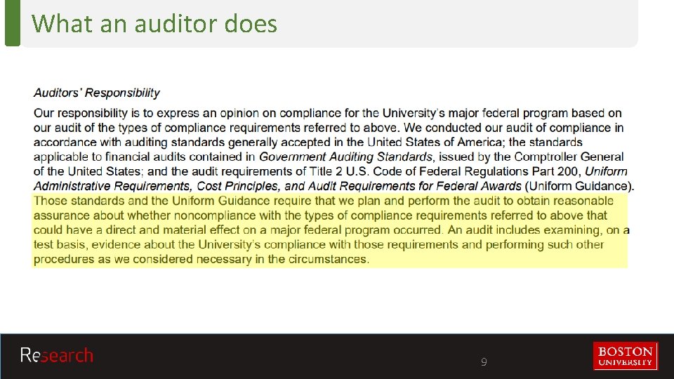 What an auditor does 9 