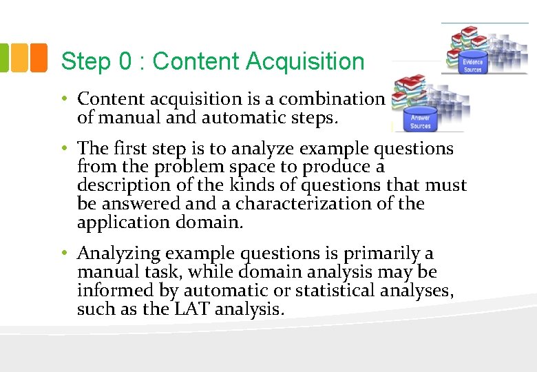 Step 0 : Content Acquisition • Content acquisition is a combination of manual and