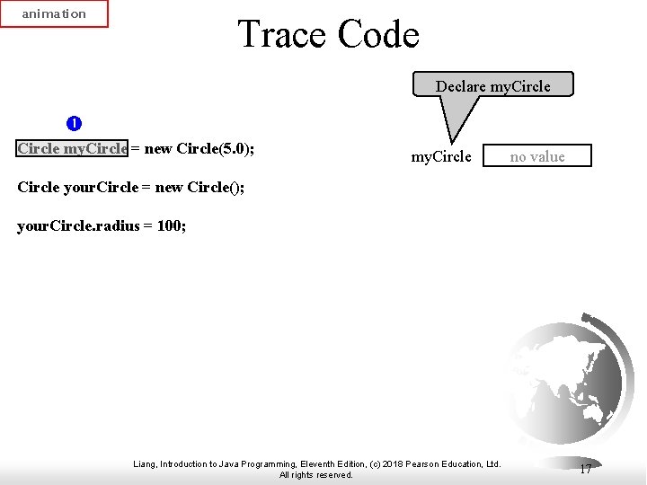 animation Trace Code Declare my. Circle = new Circle(5. 0); my. Circle no value animation Trace Code Declare my. Circle = new Circle(5. 0); my. Circle no value