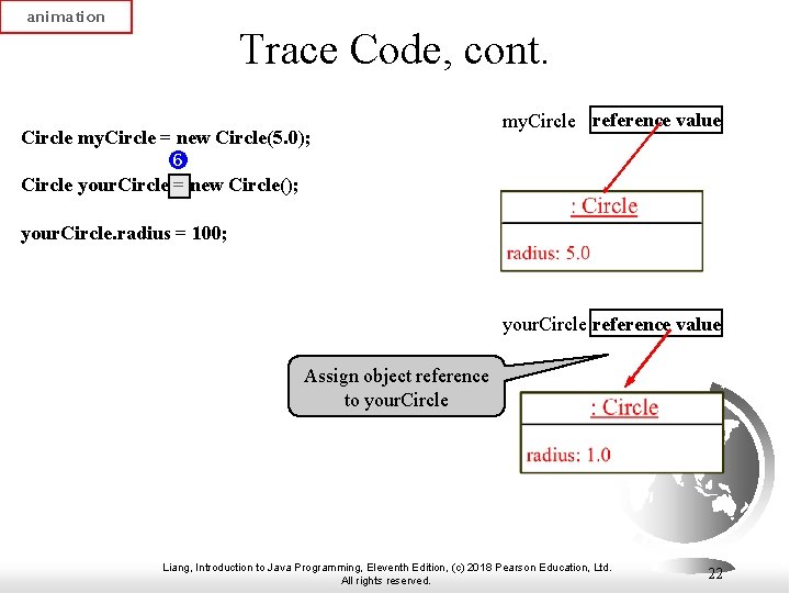 animation Trace Code, cont. Circle my. Circle = new Circle(5. 0); my. Circle reference animation Trace Code, cont. Circle my. Circle = new Circle(5. 0); my. Circle reference