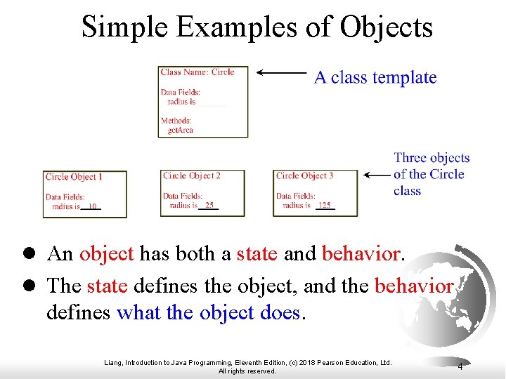 Simple Examples of Objects l An object has both a state and behavior. l Simple Examples of Objects l An object has both a state and behavior. l