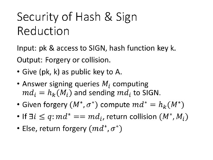 Security of Hash & Sign Reduction • 