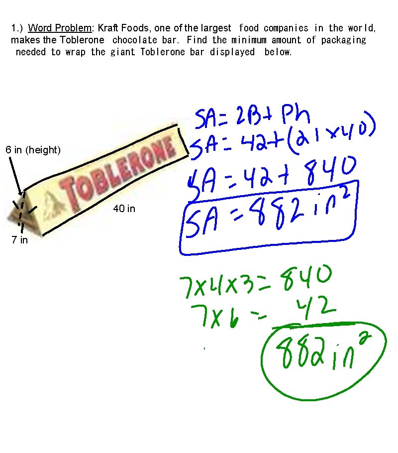 1. ) Word Problem: Kraft Foods, one of the largest food companies in the