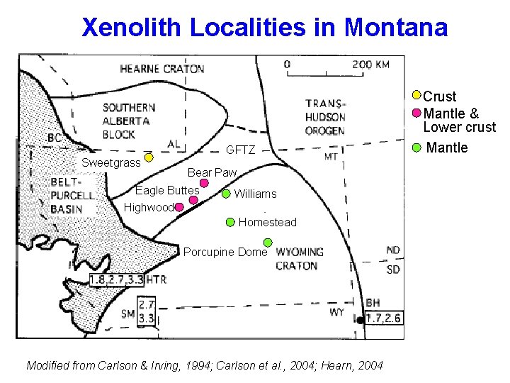 Xenolith Localities in Montana GFTZ Sweetgrass Bear Paw Eagle Buttes Williams Highwood Homestead Porcupine