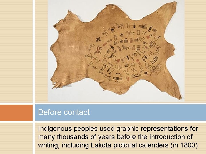 Before contact Indigenous peoples used graphic representations for many thousands of years before the