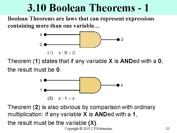 3. 10 Boolean Theorems - 1 Boolean Theorems are laws that can represent expressions