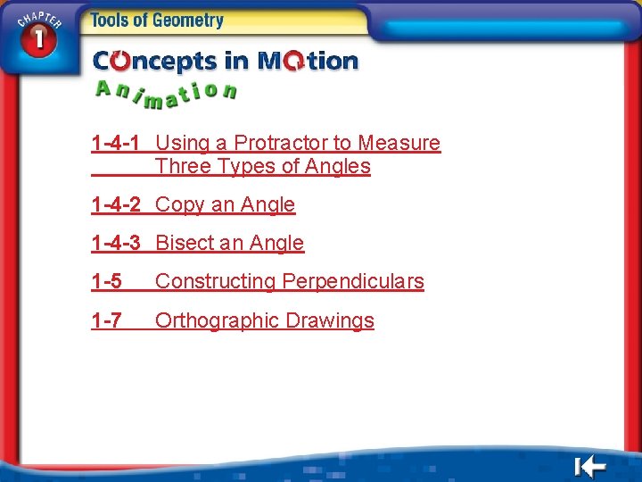 1 -4 -1 Using a Protractor to Measure Three Types of Angles 1 -4