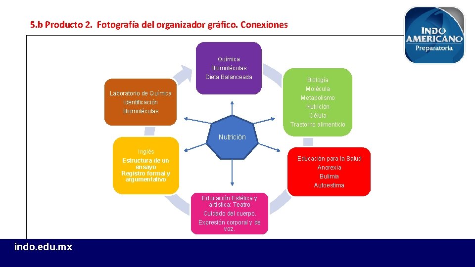 5. b Producto 2. Fotografía del organizador gráfico. Conexiones Química Biomoléculas Dieta Balanceada Laboratorio