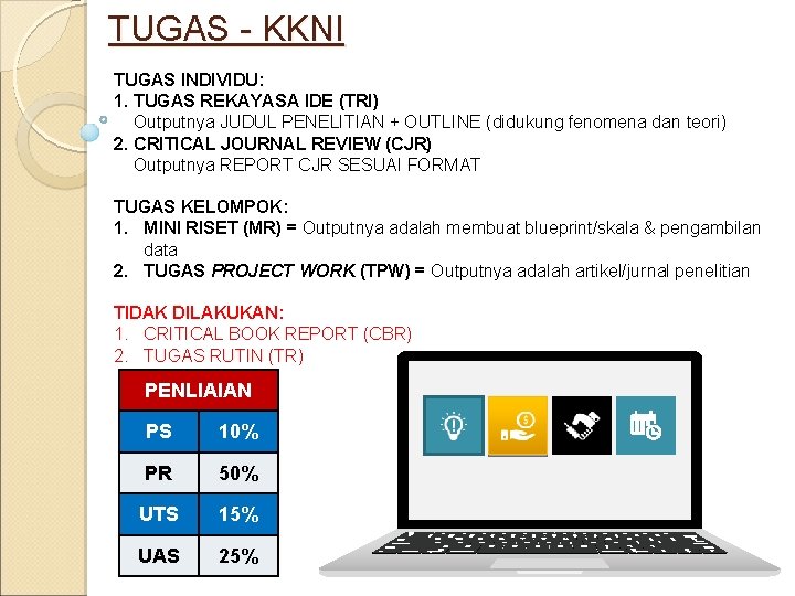 TUGAS - KKNI TUGAS INDIVIDU: 1. TUGAS REKAYASA IDE (TRI) Outputnya JUDUL PENELITIAN +