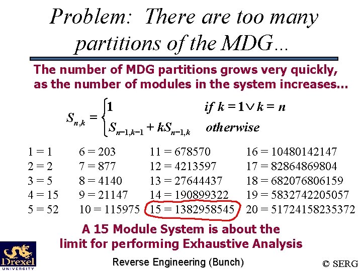 Problem: There are too many partitions of the MDG… The number of MDG partitions