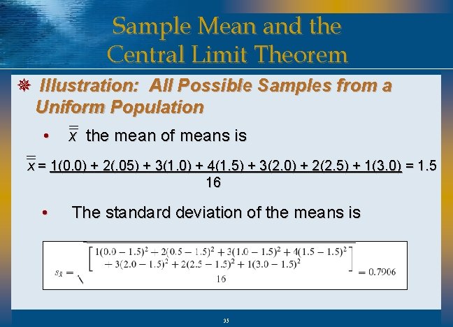 Sample Mean and the Central Limit Theorem ¯ Illustration: All Possible Samples from a