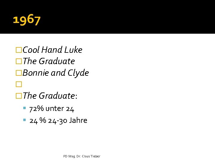 1967 �Cool Hand Luke �The Graduate �Bonnie and Clyde � �The Graduate: 72% unter