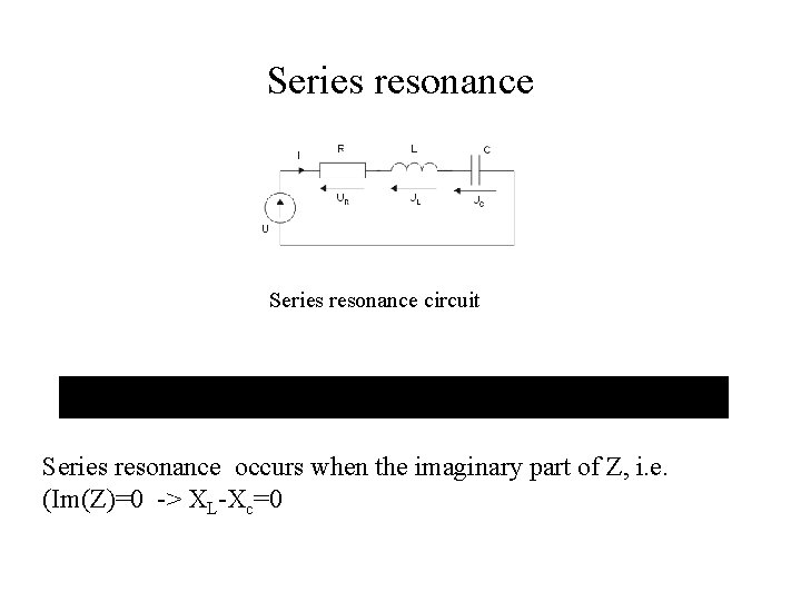 Series resonance circuit Series resonance occurs when the imaginary part of Z, i. e.