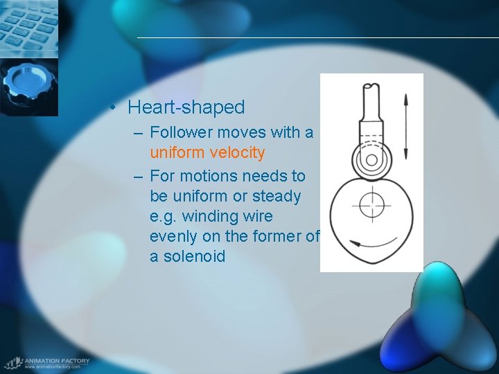  • Heart-shaped – Follower moves with a uniform velocity – For motions needs