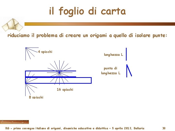 il foglio di carta riduciamo il problema di creare un origami a quello di