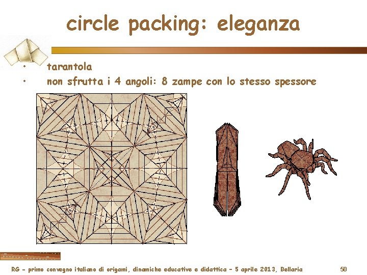 circle packing: eleganza • • tarantola non sfrutta i 4 angoli: 8 zampe con