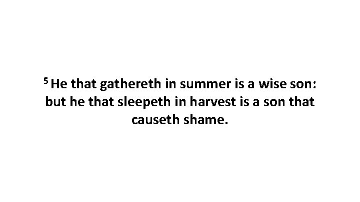 5 He that gathereth in summer is a wise son: but he that sleepeth