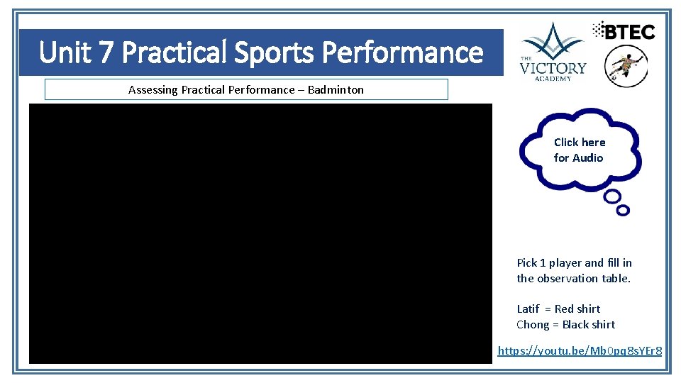 BTEC Extended Certificate in Sport Unit 7 Practical