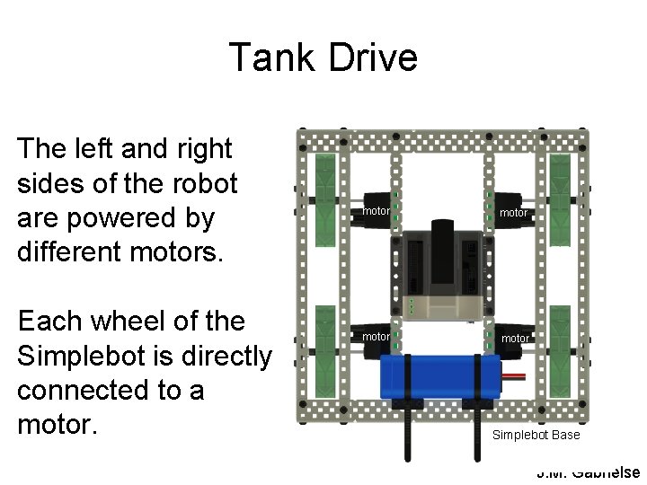 Tank Drive The left and right sides of the robot are powered by different