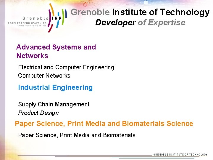 Grenoble Institute of Technology Developer of Expertise Advanced Systems and Networks Electrical and Computer