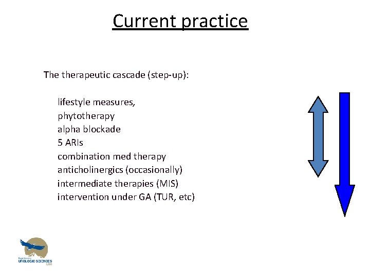 Current practice The therapeutic cascade (step-up): • • lifestyle measures, phytotherapy alpha blockade 5